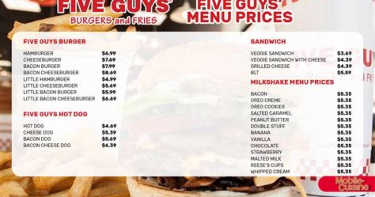 Five Guys Prices 2024: a Comprehensive Guide to Your Favorite Burgers