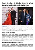 Tony Berlin: the Journey of a Media Professional